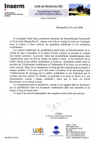 Philippe Roi chercheur en neurosciences, Alain Sans, analogie, métier à tisser, système vestibulaire, analogie, theorie sensorielle